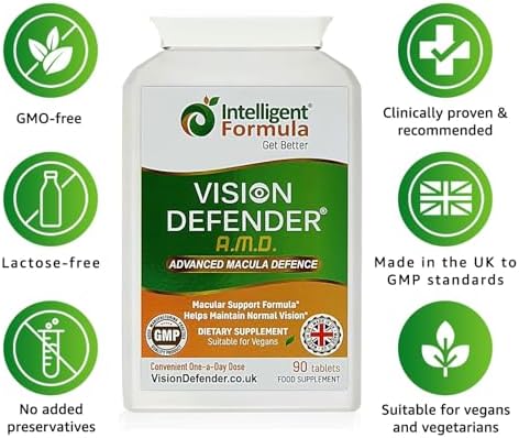 Vision Defender AREDS2 Eye Vitamins - Lutein Zinc Copper, Vegan, 90 Tablets | Eye Health Supplements, Vitamin C & E, Zeaxanthin