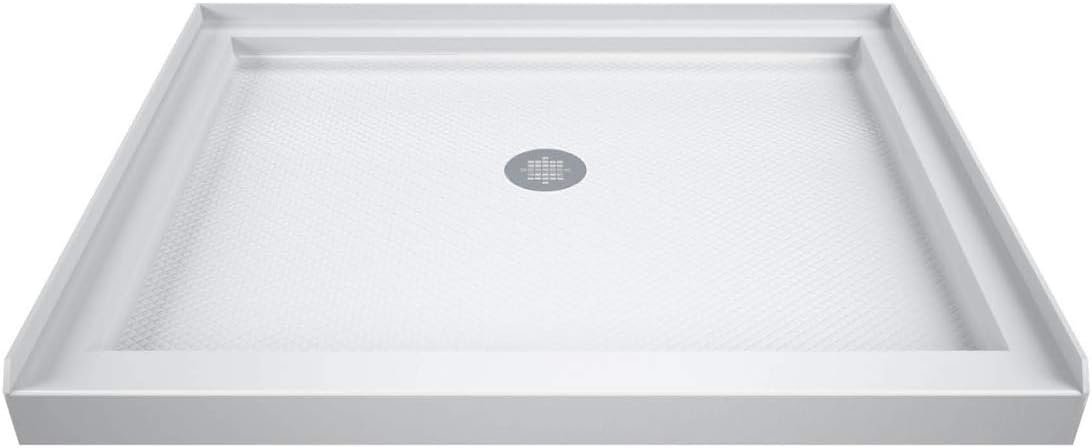 DreamLine 32 in. D x 32 in. W x 76 3/4 in. H Center Drain Acrylic Shower Base and QWALL-5 Backwall Kit In White, DL-6195C-01