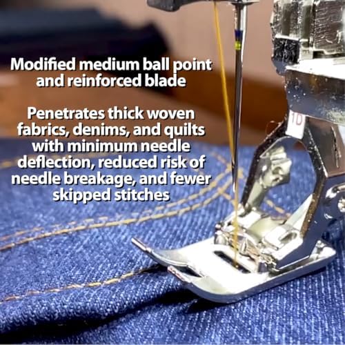 SCHMETZ Jean & Denim Sewing Machine Needles - Precision Needles for Heavy Fabric, Size 110/18, 5-Needle Cards, Pack of 1