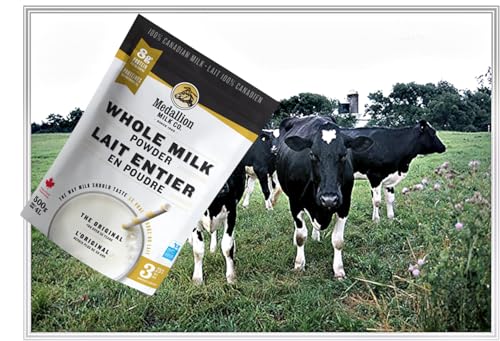 Medallion Brand Whole Milk Powder 500g 2 Pack - Dried Milk from Canada, Free of Antibiotics, No rbST or rBGH