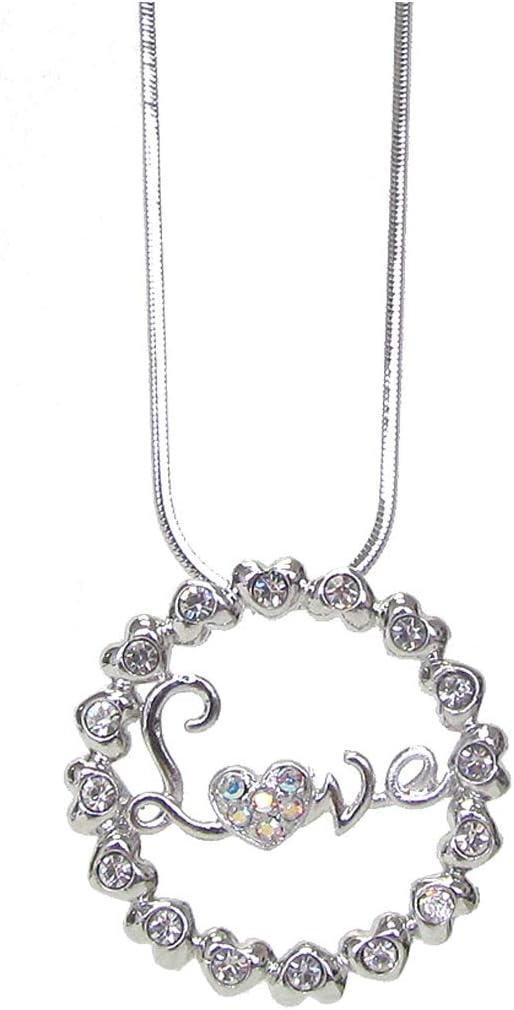 Fashion Jewelry ~ Clear Crystal Love Hoop Pendant Necklace for Women Casual