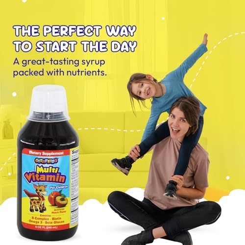 GirafKids Liquid Multivitamin for Kids with B Complex, 8 Fl Oz, Ages 4+