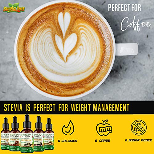 Stevia Intl - (Pack of 5) Coffee Lovers Bundle with 5 Flavors. Stevia Liquid Drops. All Naturally Sweet, Non-Bitter, No Sugar Added, 0 Carb, 0 Calorie