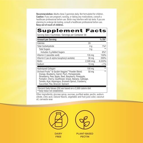 Nature's Way Alive! Hair, Skin & Nails Gummies with Collagen & Biotin,60 ct | Advanced Beauty Formula Supplement with Antioxidant Vitamins C & E*, 100 mg Collagen, 2,500 mcg Biotin, Strawberry Gummy