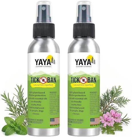 Yaya Organics All Natural Extra Strength Tick Repellent DEET Free - 4 Ounce Spray Bottle