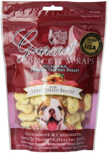 Loving Pets Gourmet All Natural Premium Sweet Potato and Chicken Wraps with Glucosamine and Chondroitin, Dog Treats, 8oz