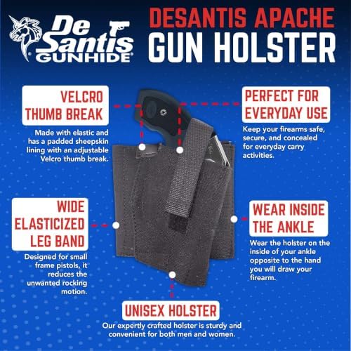 DeSantis Apache Ankle Rig - Concealed Ankle Holster, Elastic Ankle Holster, Conceal Carry Gun Holster for Revolver