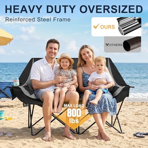 Oversized Camping Chairs for Adult - Heavy Duty Padded Portable Folding Chair XL Collapsible Camp Chair with Cup Holder Side Pocket for Outdoor Lawn Beach Sport Fishing Support 500LBS, Grey