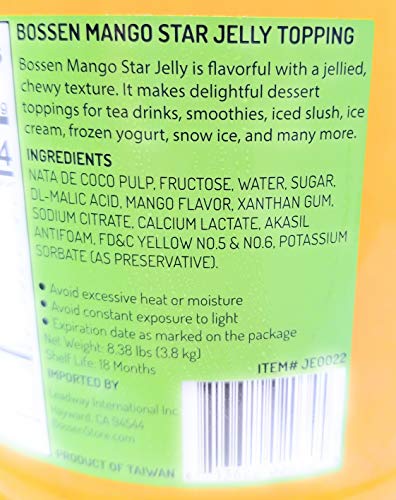 Bossen mango star jellies boba topping 8.38lb tub
