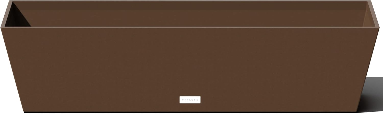 Veradek Pure Series Window Box Planter - Tapered Outdoor Planter | Made From Durable Plastic With Pre-Drilled Drainage Holes. Modern Patio/Tabletop Décor for Plants and Flowers
