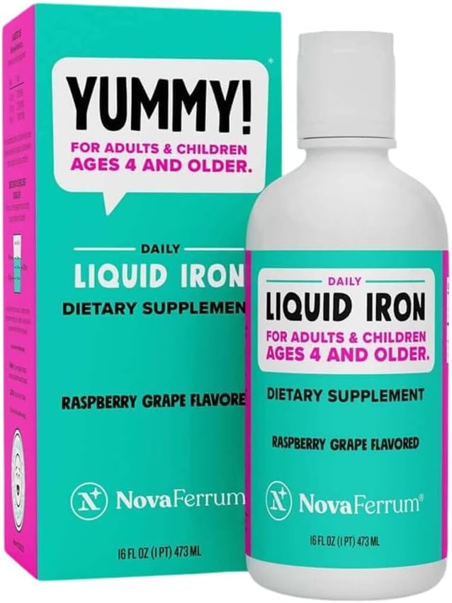 NovaFerrum Yummy | Pediatric Drops Liquid Iron Supplement for Infants and Toddlers | Liquid Iron for Kids | 15mg of Iron Per 1mL Dose | Ages 4 & Under | Gluten Free Certified | Sugar-Free | Raspberry