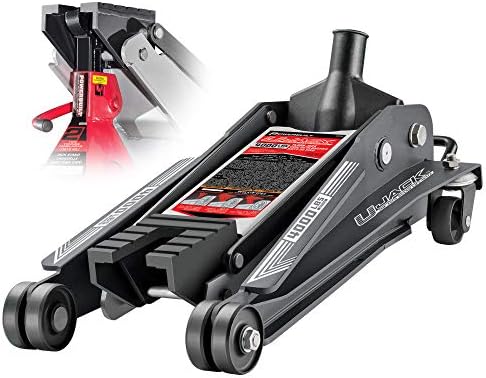 Powerbuilt 6 Piece Car Jack and Garage Creeper Service Set, 2 Ton Vehicle Lift, Jackstands, Folding Creeper, Wheel Chocks, Car Repair Garage Equipment - 640816, Large, Red