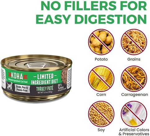 KOHA Limited Ingredient Diet Chicken Pate for Cats, 5.5oz Pack of 24 | Single meat protein, sensitive stomach formula, no fillers, limited ingredient wet cat food, made in USA