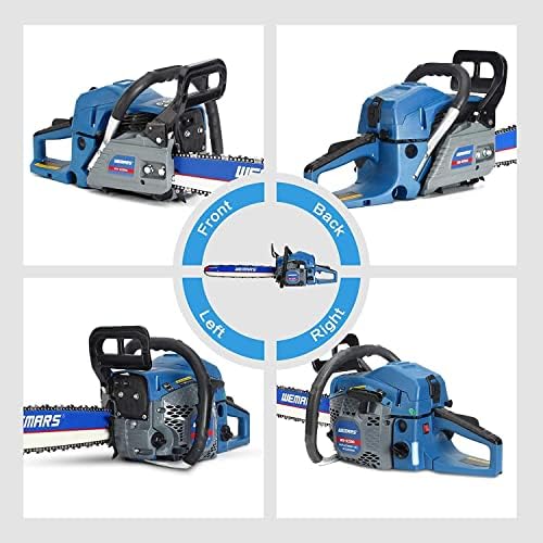 2-cycle 63CC Chainsaw Saw Gas Powered 20" Chain Saws Cordless Petrol Saw Handheld Chainsaw for Cutting Wood Trees Branches (63ACK)