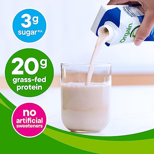 Orgain 20g Clean Grass Fed High Protein Shake, Vanilla, 11 oz, 12pk | Ready to drink dairy grass fed high protein, non-GMO, no soy ingredients, gluten-free, kosher, low net carbs