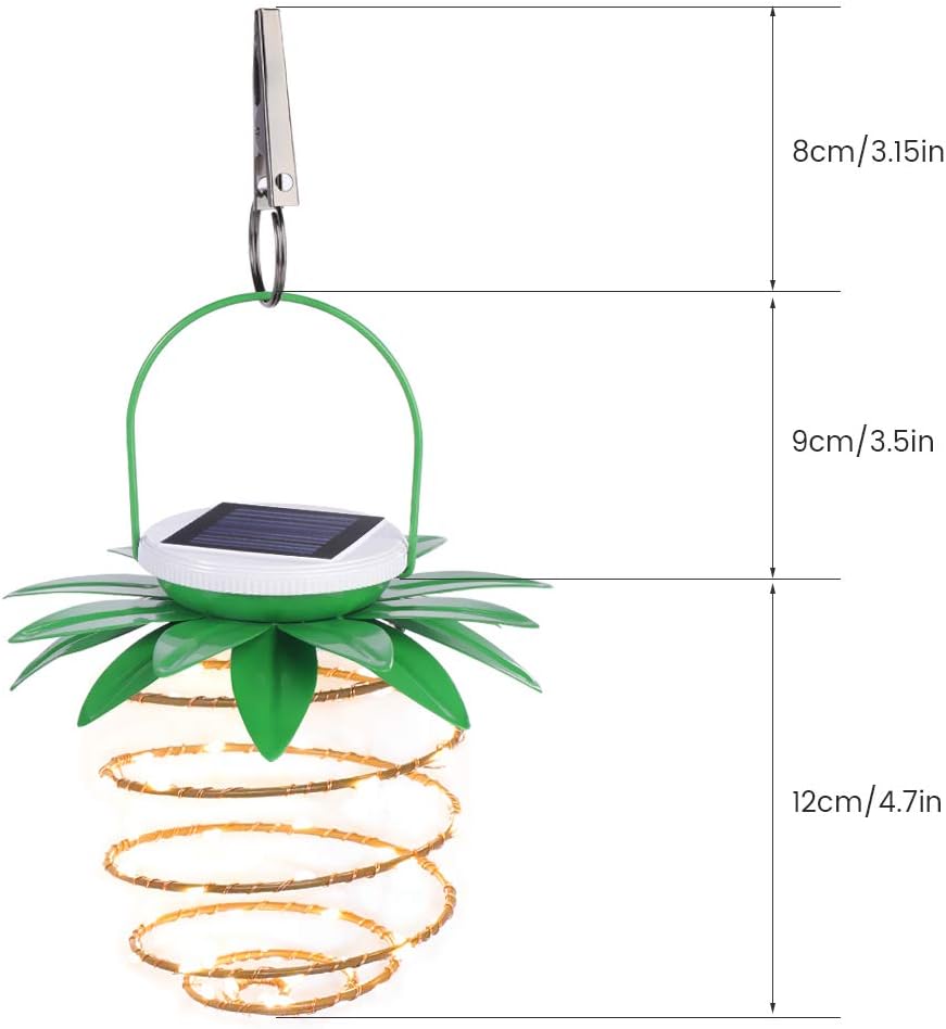 2 Pack Pineapple Solar Lights Outdoor Waterproof Garden Hanging Lamp 60 LED Dusk to Dawn Sensor Solar Lantern Lamp for Patio Yard Pathway Porch