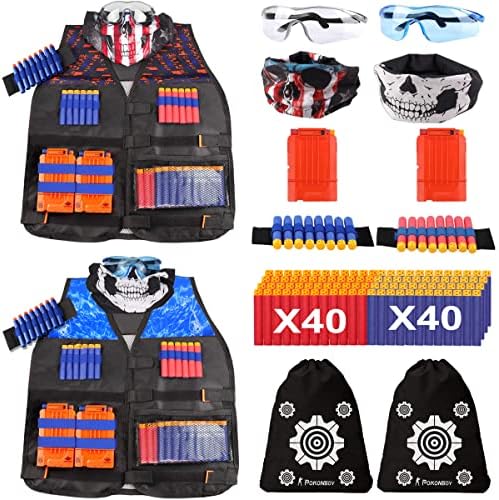 POKONBOY 2 Sets Tactical Vest Kits Compatible with Nerf Guns N-Strike Elite Series