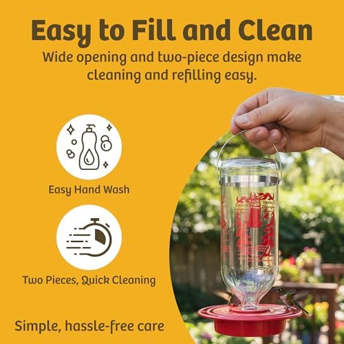 Birds Choice Best-1 Hummingbird Feeder | 32oz Nectar Capacity | Clear | Wide-Mouth Bottle for Easy Filling and Cleaning, Multiple Feeding Ports