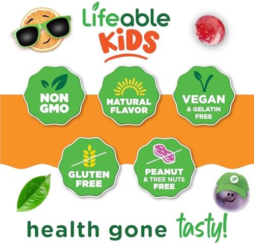 Lifeable Multivitamin & Multimineral with Iron Chewables for Kids – Vegetarian – Gluten Free Vegetarian – Great Tasting - Natural Flavored