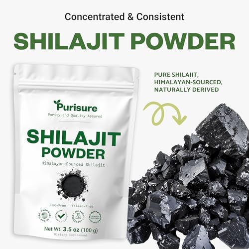 Purisure Shilajit Supplement Powder, 100g, Pure Himalayan Mineral with Fulvic Acid Powder, 12:1 Pure Fulvic Minerals Compound for Energy Supplement