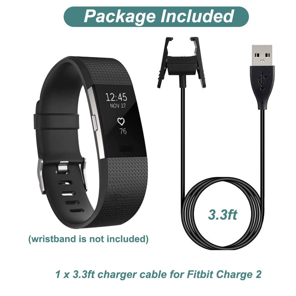 Kissmart Charger for Fitbit Charge 2 Fitness Activity Tracker (3.3ft/1m) | Replacement Charging Cable Cord for Fitbit Charge 2 Smart Wristband