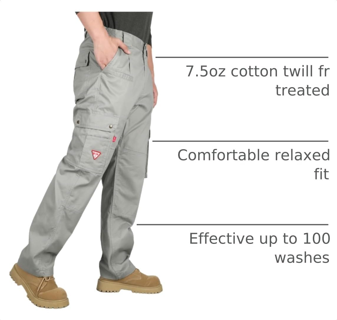 TICOMELA FR Pants for Men 7.5oz Lightweight (9 Pockets) Multi-Pocket 100% C