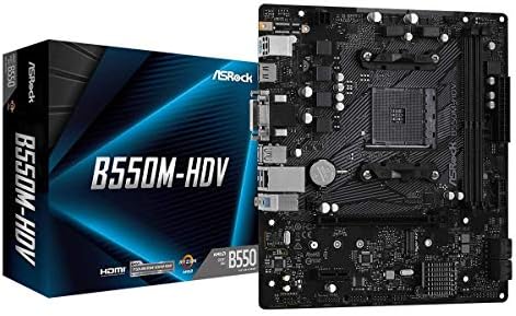 ASRock B550M-HDV Socket AM4 Micro-ATX Motherboard, Supports AMD Ryzen 5000/4000/3000 Series Processors, DDR4 4733+(OC), PCIe 4.0, Gigabit LAN