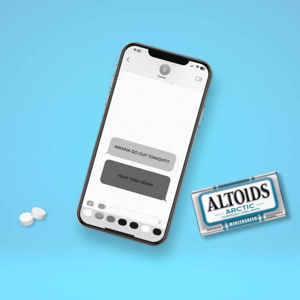 ALTOIDS Arctic Wintergreen Breath Mints Sugar Free Hard Candy Bulk, 1.2 oz Tin (8 Pack)