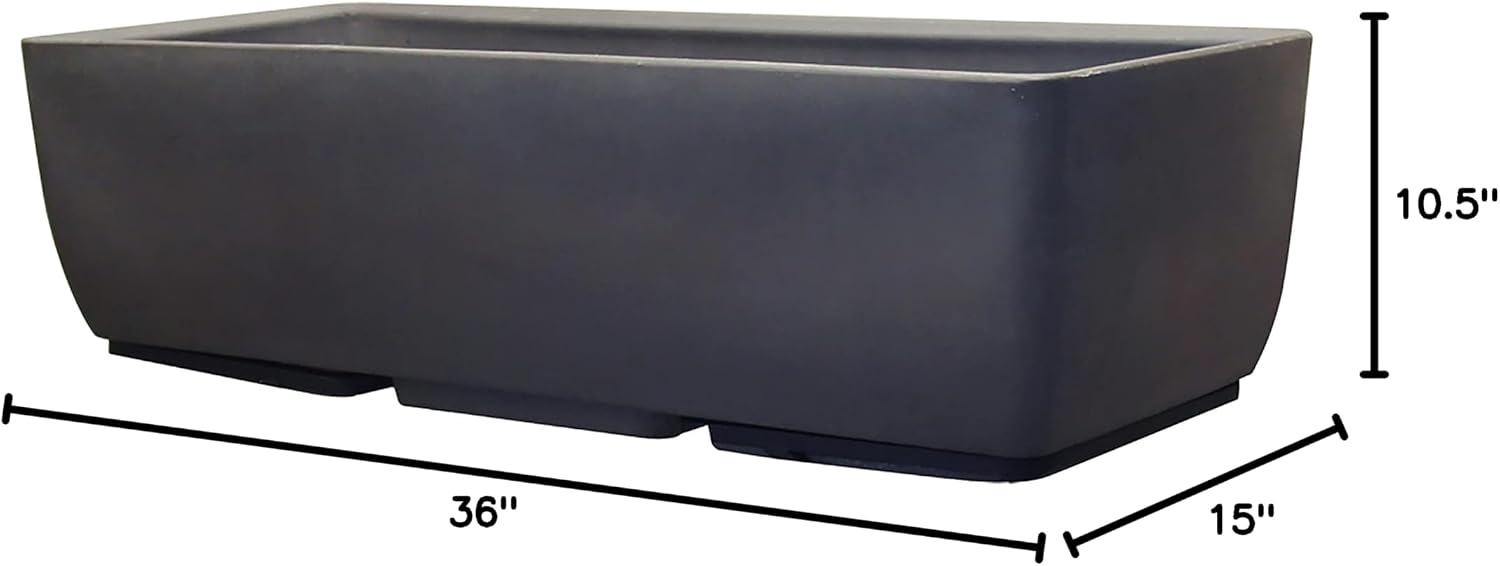 RTS Home Accents 30" Urban Rectangular Garden Planter, Graphite - Stylish, Durable, and Weather-Resistant Planter for Outdoor Gardens, Patios, and Urban Spaces