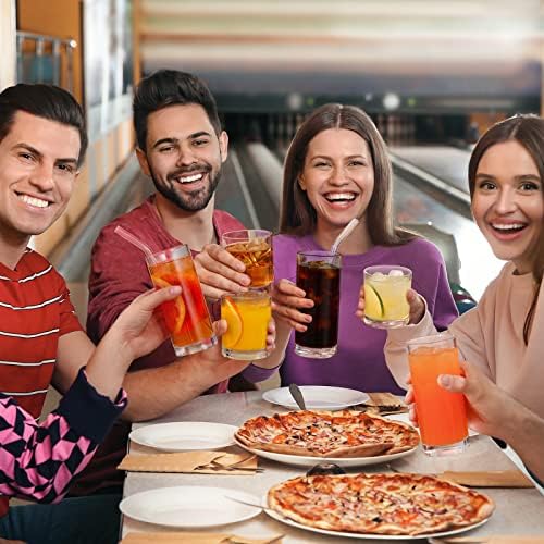 [ 12 Pack ] Glass Cups with Glass Straws, 12oz Highball & Rock Drinking Glasses, Everyday Drinkware Glasses Set, Cute Tumbler Cup
