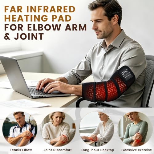 UTK 5X Far Infrared Heating Pad for Arm & Elbow with Jade, 1 Min Fast Heat