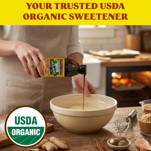 Plantation Organic Blackstrap Molasses 15 oz – USDA Organic Unsulphured Blackstrap Molasses, Natural Sweetener for Baking, Cooking & Beverages