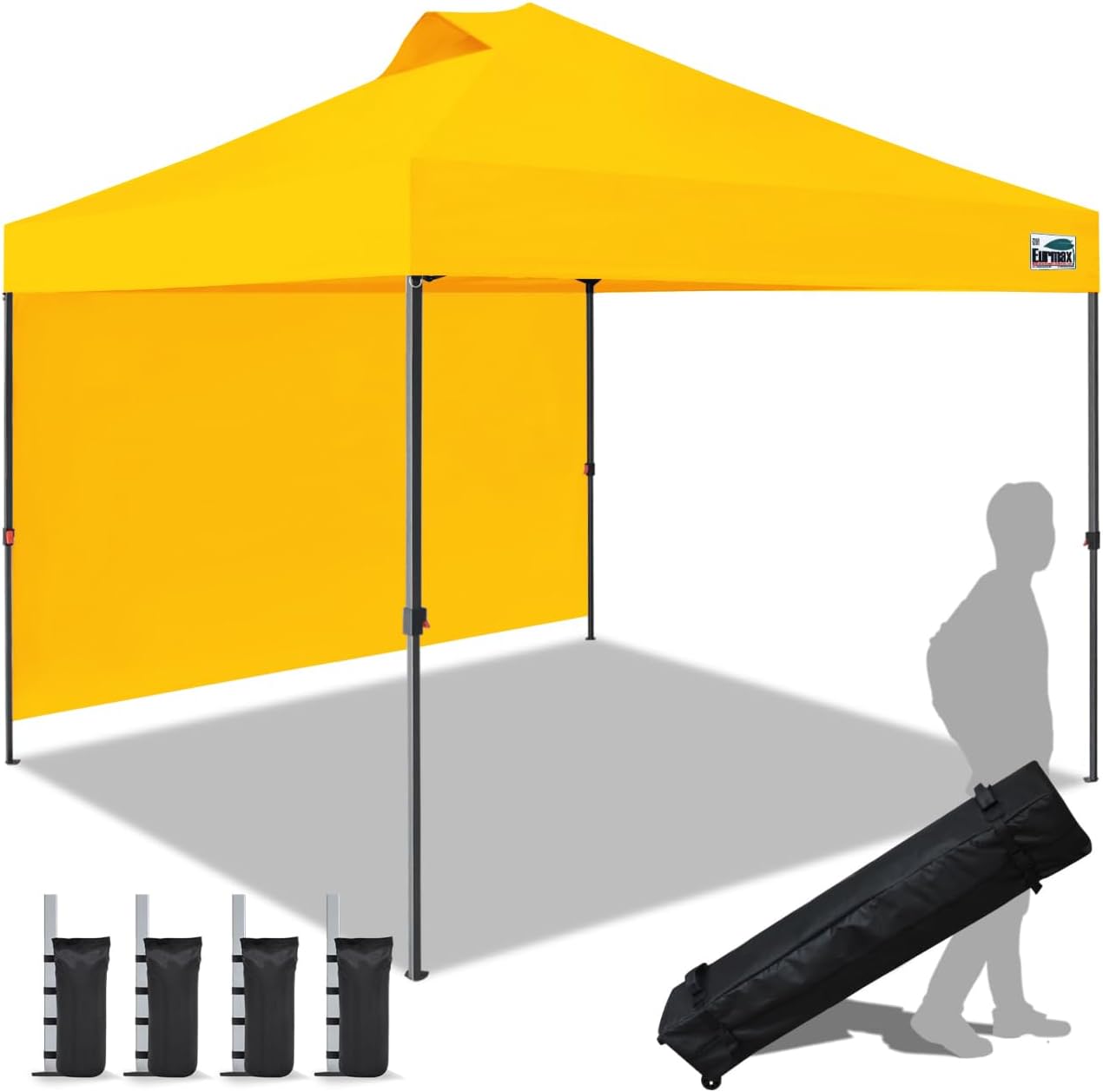 Eurmax USA 10x10 Pop Up Canopy Tent,Commercial Tent with Patented No-Tip Rolling Bag,4 Zippered Removable Walls,UV & Water Resistant Canopy Top,Heavy Duty Outdoor Gazebo,Instant Shelter(White)