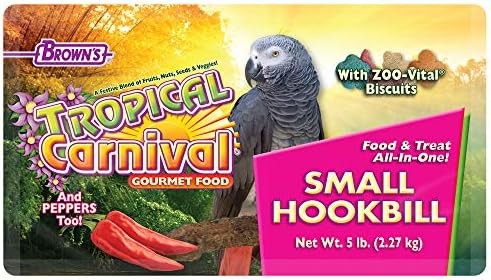 F.M. Brown's Tropical Carnival Gourmet Bird Food for Parrots, African Greys, and Conures Under 13", Probiotics for Digestive Health