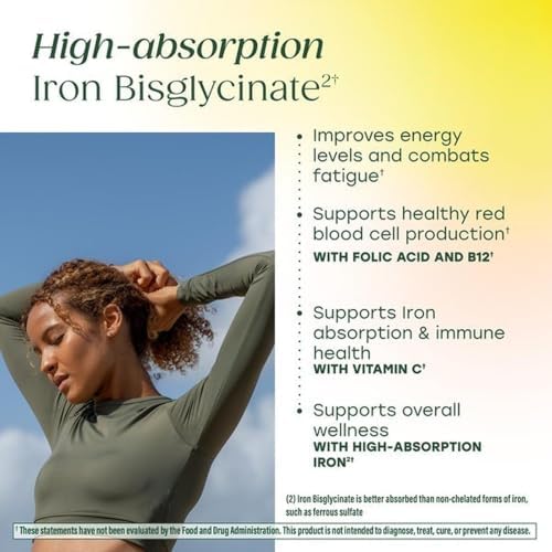 MegaFood Blood Builder Iron Supplement, Energy Support, 72 Mini Tablets
