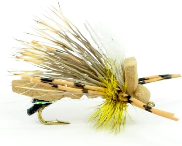 The Fly Fishing Place Bitterroot River Foam Hopper Fly Fishing Flies Assortment - 12 Flies - 2 Each of 6 Trout Flies with Fly Box
