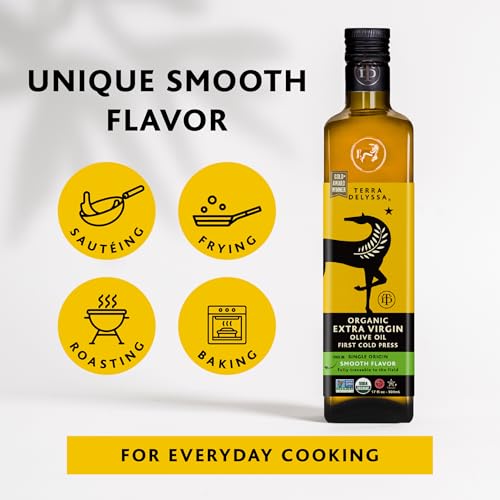 Terra Delyssa First Cold Pressed Organic Extra Virgin Olive Oil, Single Sourced, 500 ML (17 fl. oz) Dark Glass Bottle - 3 Pack, Non-GMO, Naturally Rich in Antioxidants and Polyphenols