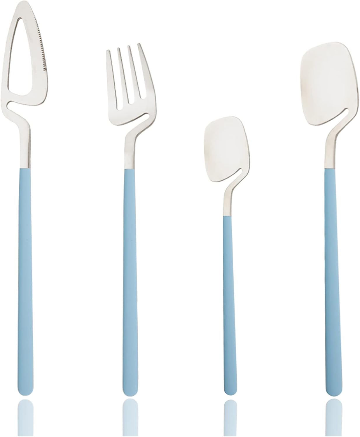 JASHII Hangable Silverware Set, Matte Rainbow Flatware Cutlery Set Service for 2