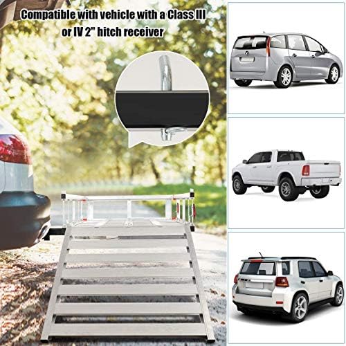 Goplus Hitch Cargo Carrier, 50"x29.5" Aluminum Wheelchair Scooter Mobility Carrier with Ramp, Trailer Hitch Mount Cargo Carrier for Truck SUV Van Car