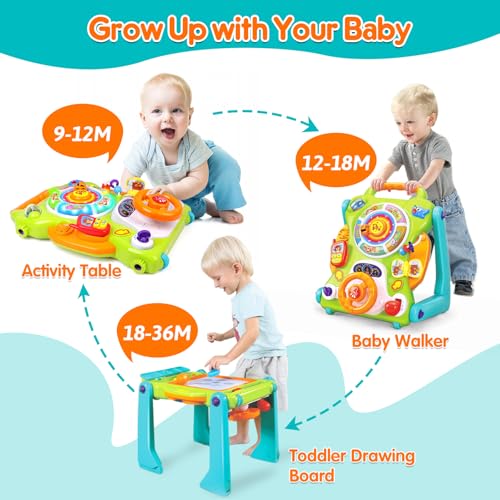 3-in-1 Baby Walker Sit to Stand Toy Activity Center for Infant Toddler 6M+