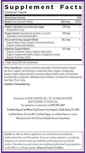 New Chapter Biotin Supplement, Vegan Hair Skin and Nails Vitamins with Fermented Biotin + Astaxanthin - 60 Count
