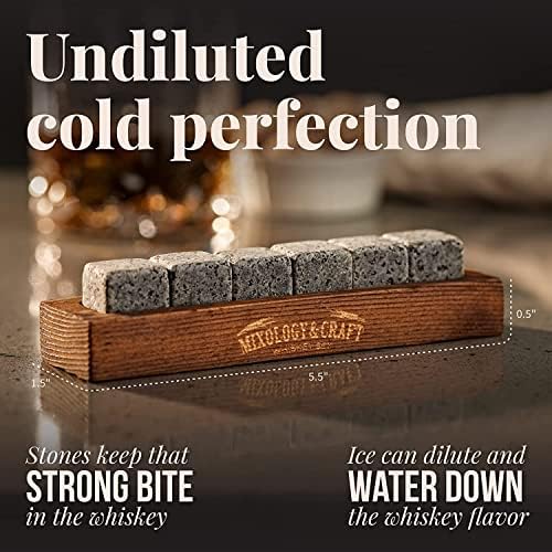 Mixology & Craft Whiskey Stones - Cube-Shaped Granite Chilling Whiskey Rocks Set of 6