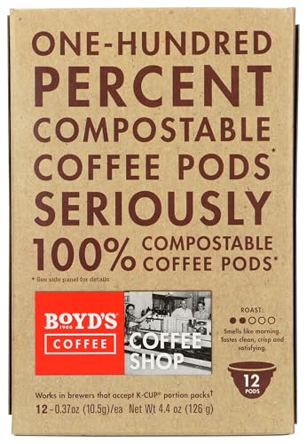 Boyd's Coffee Red Wagon Single Serve, 12 Count | BPI certified, Rainforest Alliance beans, smoky flavor, smooth finish, roasted in Portland, Oregon