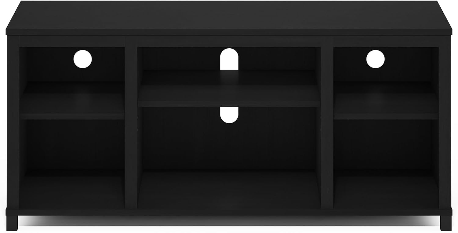 Furinno Turn-N-Tube No Tools 3D 3-Tier Entertainment TV Stand up to 50 inch TV, Round Tubes, French Oak Grey/Black | for TV up to 50 Inch, Open Frame Rectangular Entertainment Center with Storage Shelf, TV Console, for Living Room, Bedroom