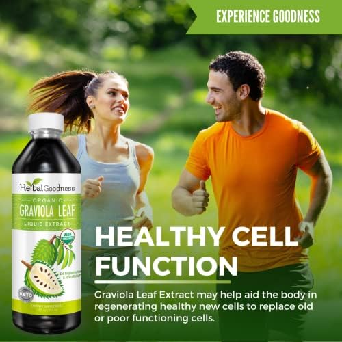 Herbal Goodness Soursop Graviola Liquid Drops Extract, Bitters 12Fl Oz | 15X Strength Organic Guanábana Hoja, Soursop Leaves Extract for Gut Health, Cell & Immune Support, Vegan, Non-GMO
