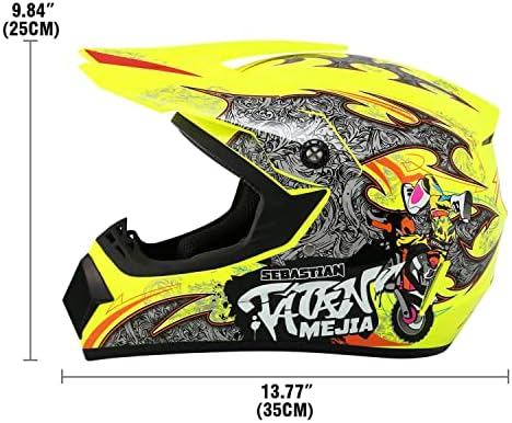 Motocross Helmet ATV Dirt Bike Helmets Off-Road Helmet with Gloves Goggles for Unisex Adult Youth DOT/FMVSS 218 Approved (Medium, Black)