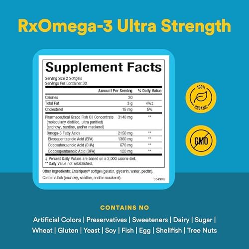Natural Factors RxOmega-3 Ultra Strength - Dietary Supplement for Brain & Heart Health Support - Eye Health Supplement with EPA & DHA - Supplement with Omega-3 Fatty Acids - 150 Softgels (75 Servings)