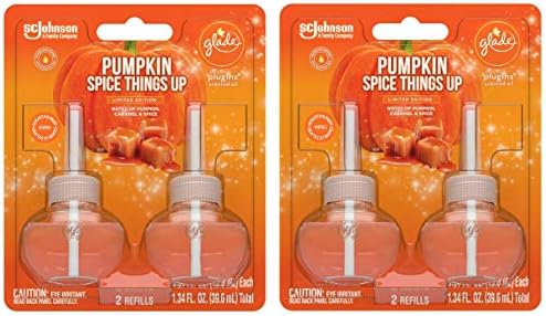 Glade Scented Oil Refills - Pumpkin Spice Things Up - Holiday Collection 2020-2 Count Oil Refills Per Package - Pack of 2 Packages