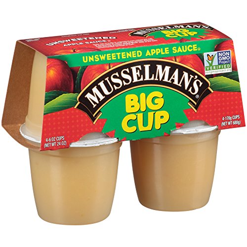 Musselman's Unsweetened Apple Sauce - low calorie, gluten free snack, low sodium, kosher, fat-free, no cholesterol, no high fructuse corn syrup, from 100% fresh American Grown Apples. (24oz x 12)