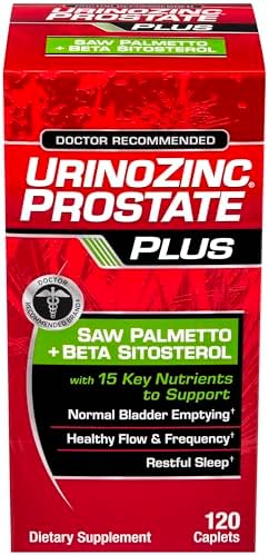 Urinozinc Prostate Plus, Saw Palmetto & Beta Sitosterol Supplement for Men, Reduce Frequent Urination (2 Month Supply, 120 Count)